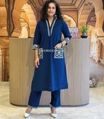 Blue embroidered kurta