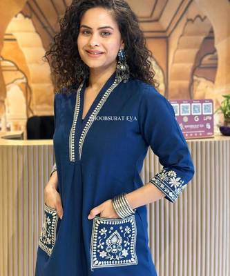 Blue embroidered kurta 3