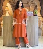 Orange festive kurta set