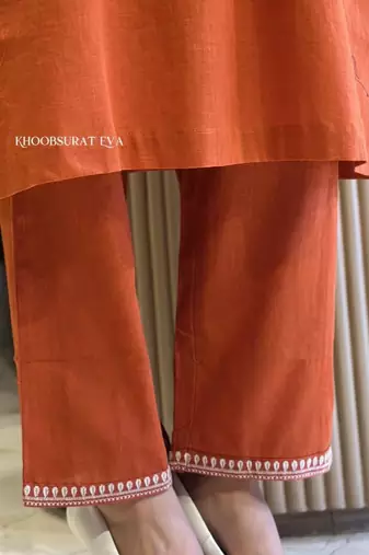 Orange festive kurta set