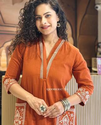 Orange festive kurta set 3
