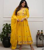 yellow flared kurta set