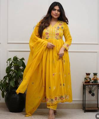 yellow flared kurta set 3