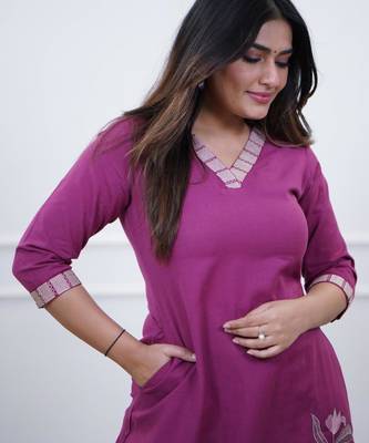 Rani-pink embroidered kurta 2