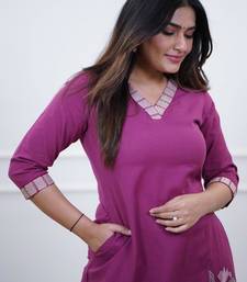 Rani-pink embroidered kurta
