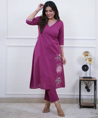 Rani-pink embroidered kurta 3