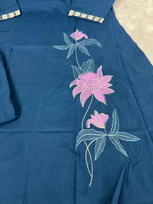 Navy blue embroidered kurta 2