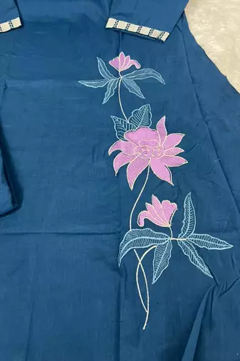 Navy blue embroidered kurta