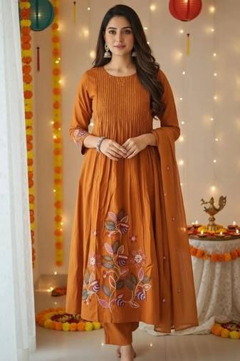 Rust festive kurta set