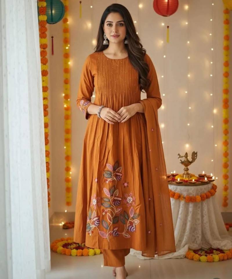Rust festive kurta set