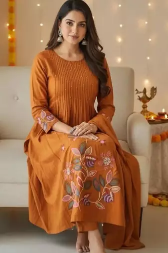 Rust festive kurta set