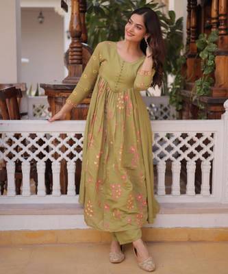 Light olive kurta set 2