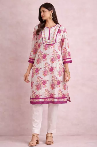 Floral printed cotton kurta
