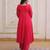 Red embroidered anarkali set