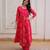 Red embroidered anarkali set
