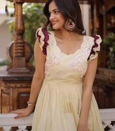 Dar-cream embroidered anarkali set
