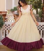 Dar-cream embroidered anarkali set