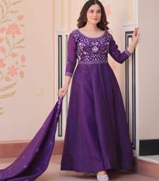 Purple embroidered anarkali set