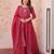 Red embroidered anarkali set