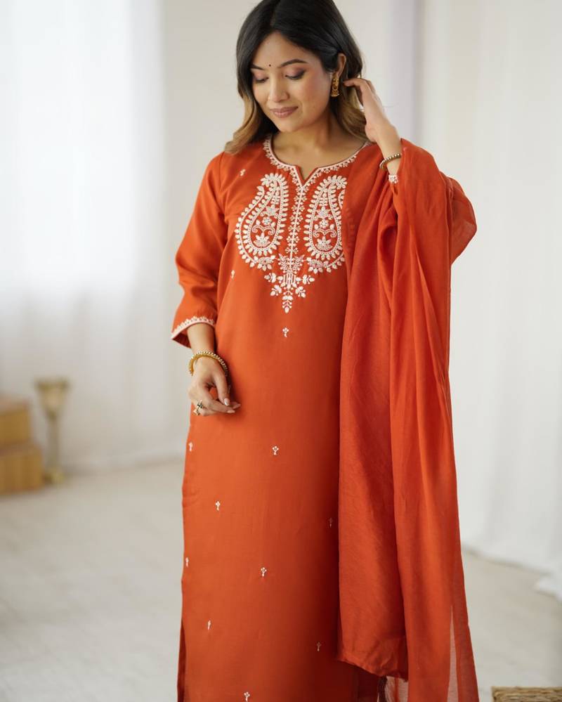 Rust festive kurta set