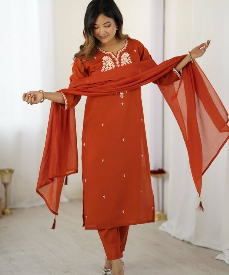 Rust festive kurta set