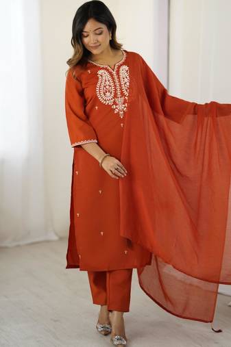 Rust festive kurta set