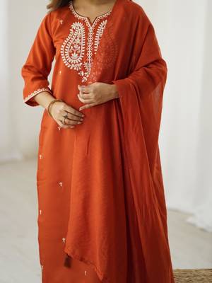 Rust festive kurta set 4