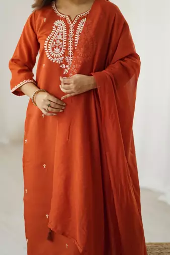 Rust festive kurta set