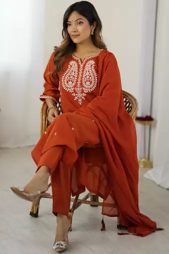Rust festive kurta set