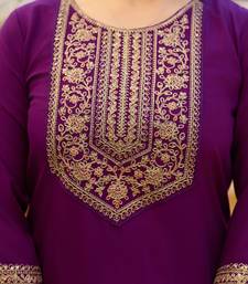 purple embroidered kurta set