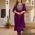 purple embroidered kurta set