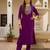 purple embroidered kurta set
