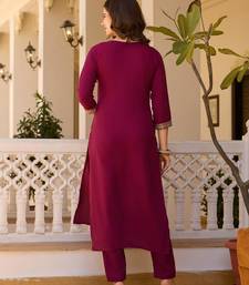 maroon embroidered kurta set
