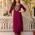 maroon embroidered kurta set