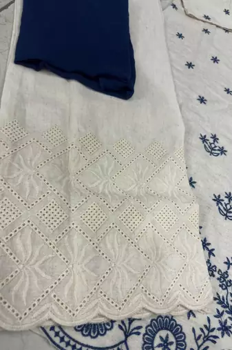 white & blue  kurta set