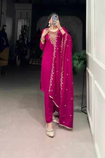 rani- pink festive kurta set