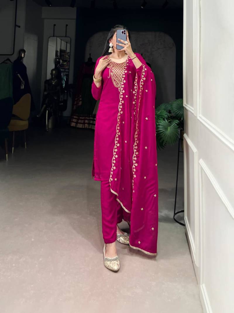 rani- pink festive kurta set