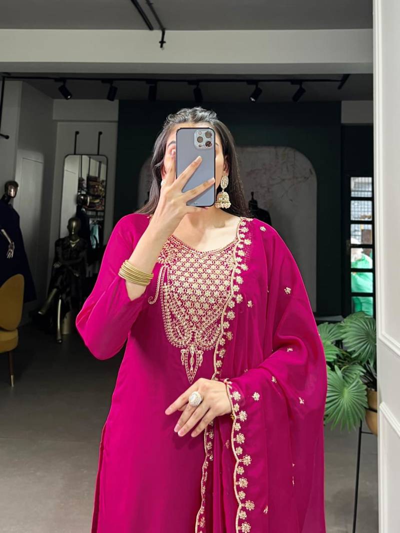 rani- pink festive kurta set