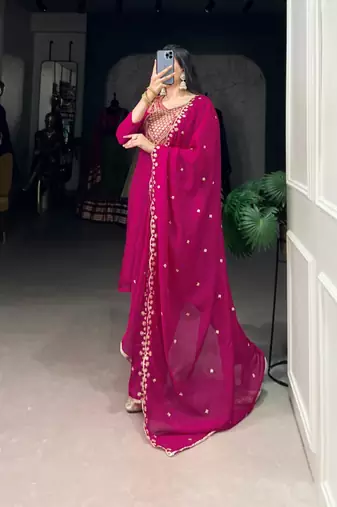 rani- pink festive kurta set