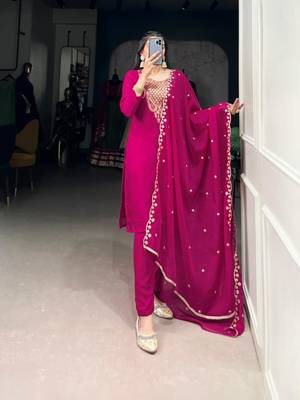 rani- pink festive kurta set 1