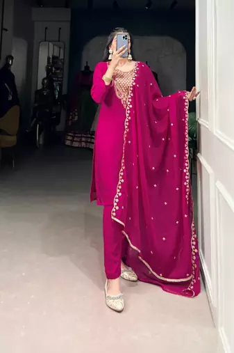 rani- pink festive kurta set