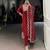 red  embroidered kurta set