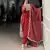 red  embroidered kurta set