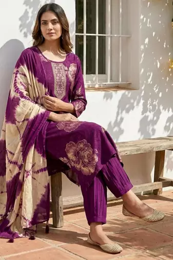 purple tie-dye kurta set