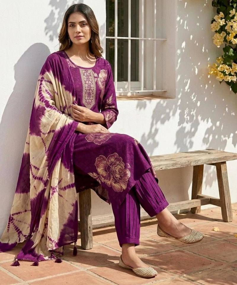 purple tie-dye kurta set