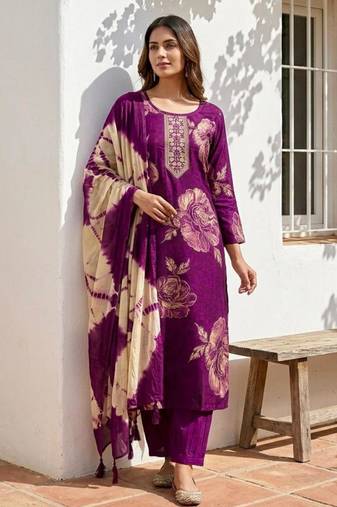 purple tie-dye kurta set