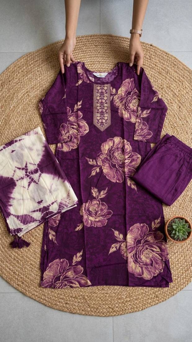 purple tie-dye kurta set
