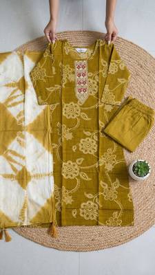 yellow tie-dye kurta set 1