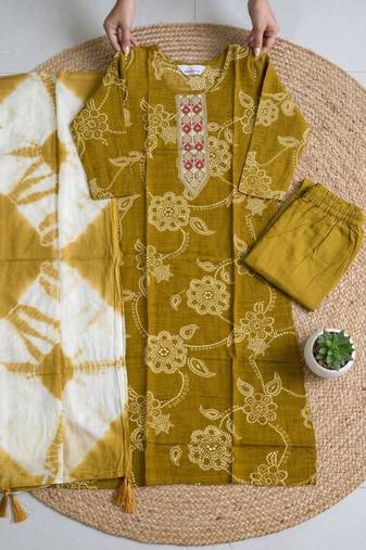 yellow tie-dye kurta set