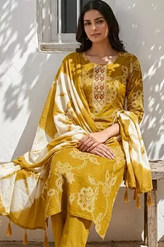 yellow tie-dye kurta set